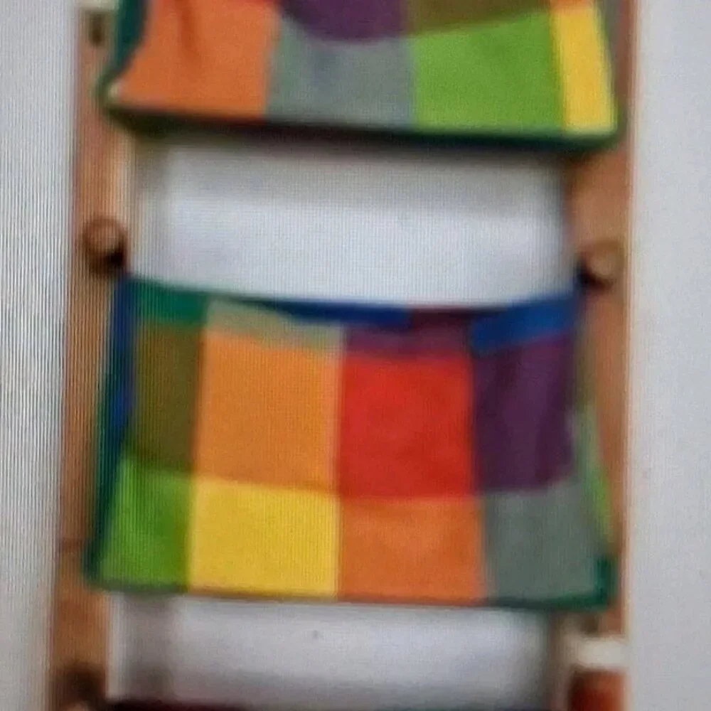 IKEA Replacement Hanging Bag Sack For Organizer Single Rainbow Plaid Canvas
